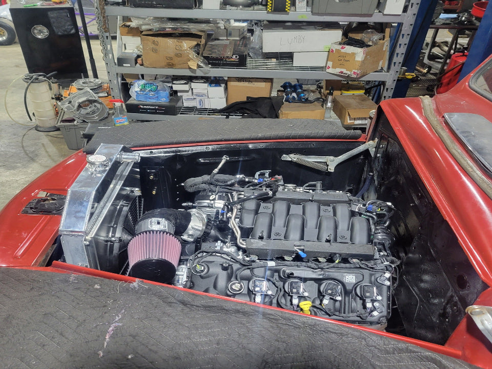 Holley EFI LS swap installation engine bay
